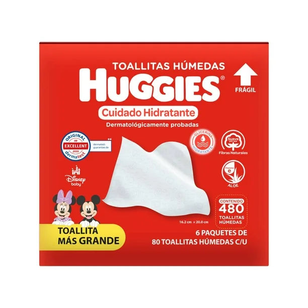 Toallitas Húmedas para Bebé Huggies Cuidado Hidratante — Caja con 6 Paquetes (480 Toallitas)