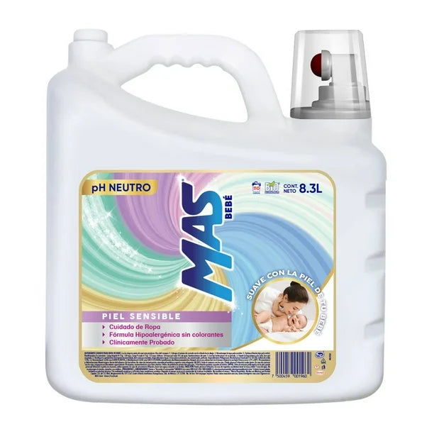 Detergente Líquido Mas Bebé pH Neutro e Hipoalergénico (Garrafa de 8.3 L)