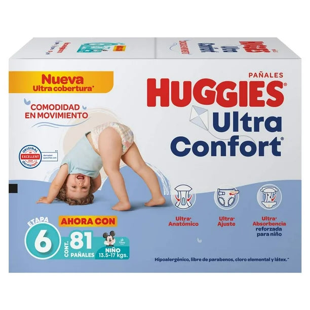 Pañales Huggies Ultra Confort Etapa 6 Niño (Paquete de 81 piezas)