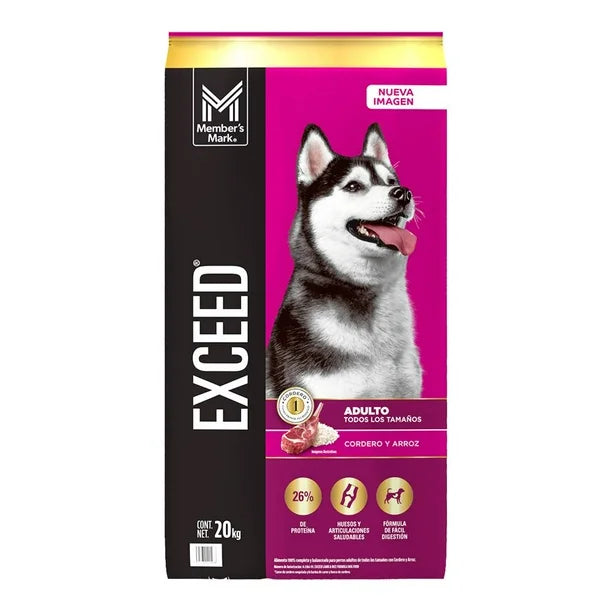 Alimento Súper Premium para Perro Member's Mark Exceed Cordero y Arroz (Bulto de 20 kg)
