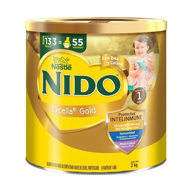 Alimento para Niños a Base de Leche Nido Excella Gold (Lata de 2 kg)