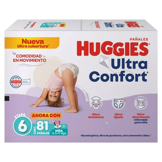 Pañales Huggies Ultra Confort Etapa 6 Niña (Paquete de 81 piezas)
